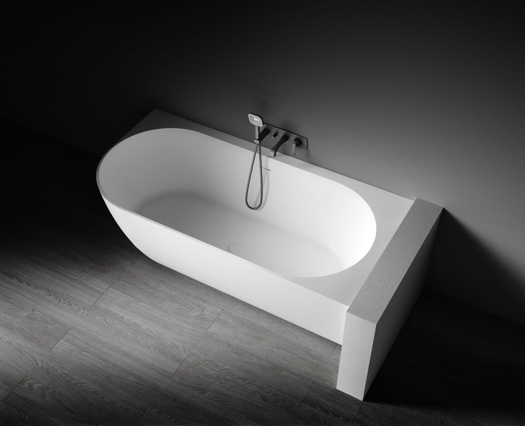 Kaskade Eleni Corner Back to Wall Stone Bath 1700mm Right