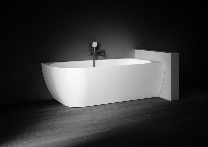 Kaskade Eleni Corner Back to Wall Stone Bath 1700mm Right