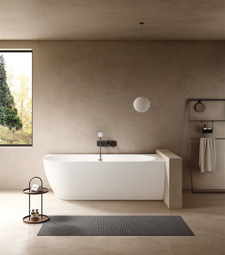 Kaskade Eleni Corner Back to Wall Stone Bath 1700mm Right