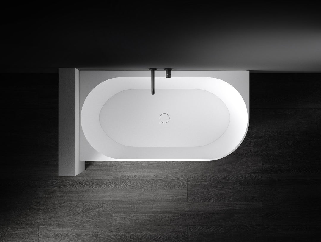 Kaskade Biance Corner Back to Wall Stone Bath 1500mm Left