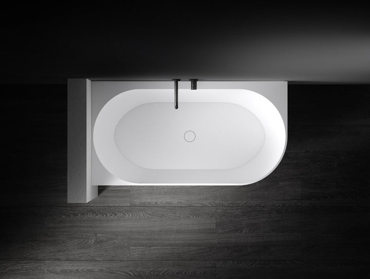 Kaskade Biance Corner Back to Wall Stone Bath 1500mm Left