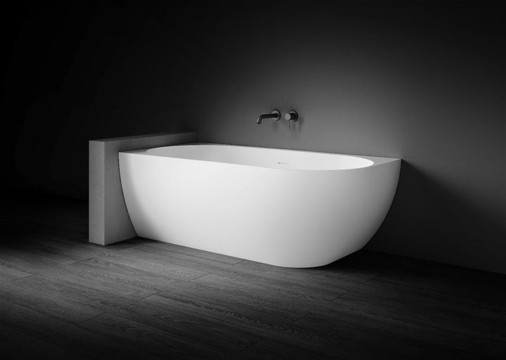 Kaskade Biance Corner Back to Wall Stone Bath 1500mm Left