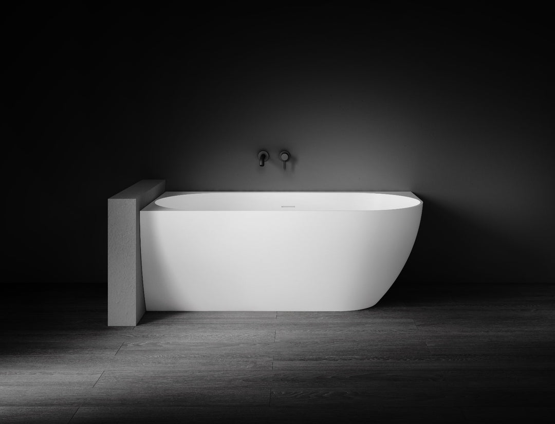 Kaskade Biance Corner Back to Wall Stone Bath 1500mm Left