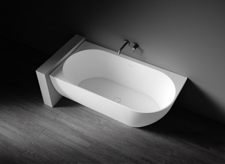 Kaskade Biance Corner Back to Wall Stone Bath 1500mm Left