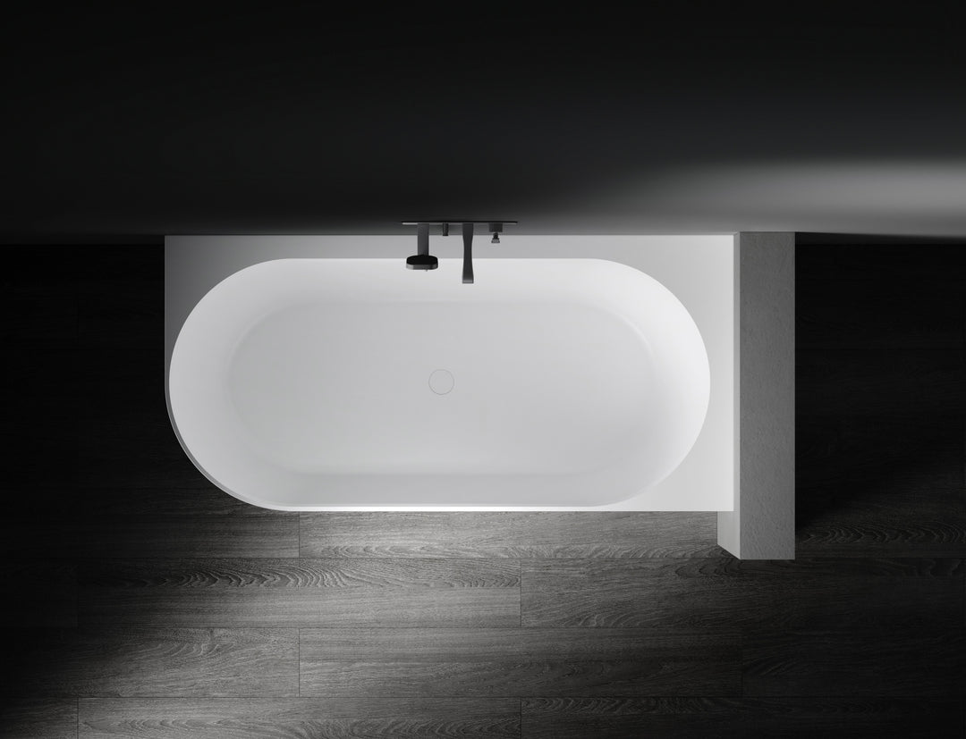 Kaskade Biance Corner Back to Wall Stone Bath 1500mm Right