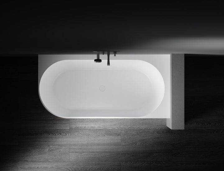 Kaskade Biance Corner Back to Wall Stone Bath 1500mm Right