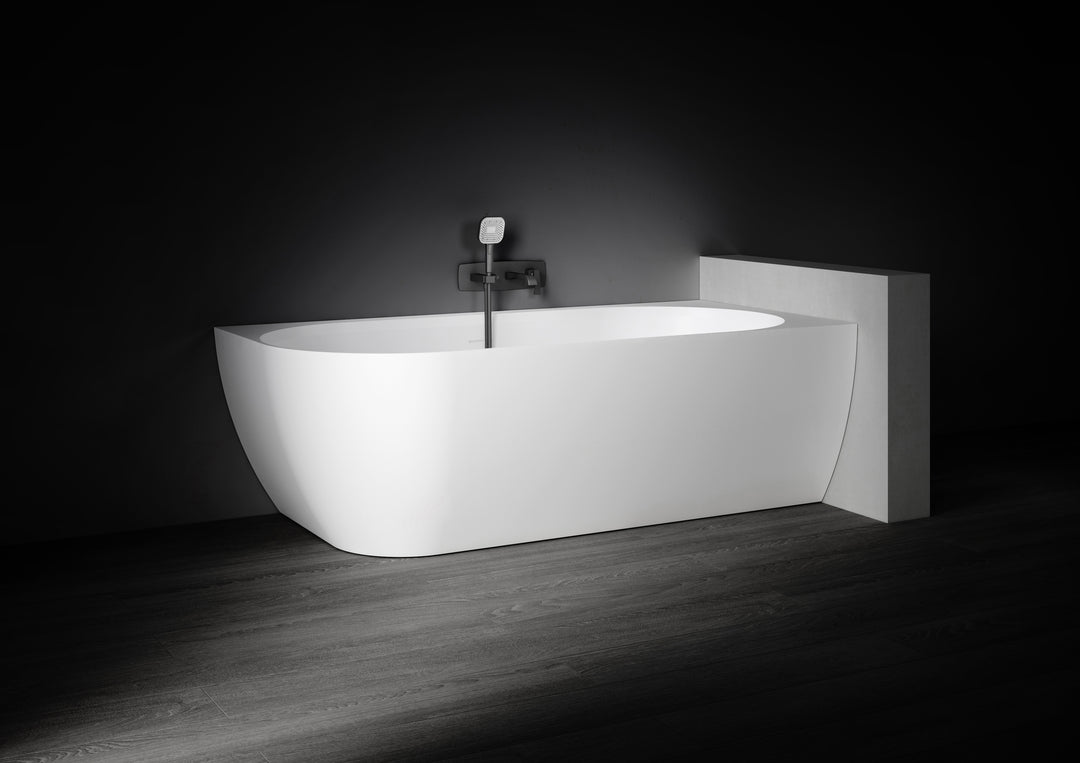 Kaskade Biance Corner Back to Wall Stone Bath 1500mm Right