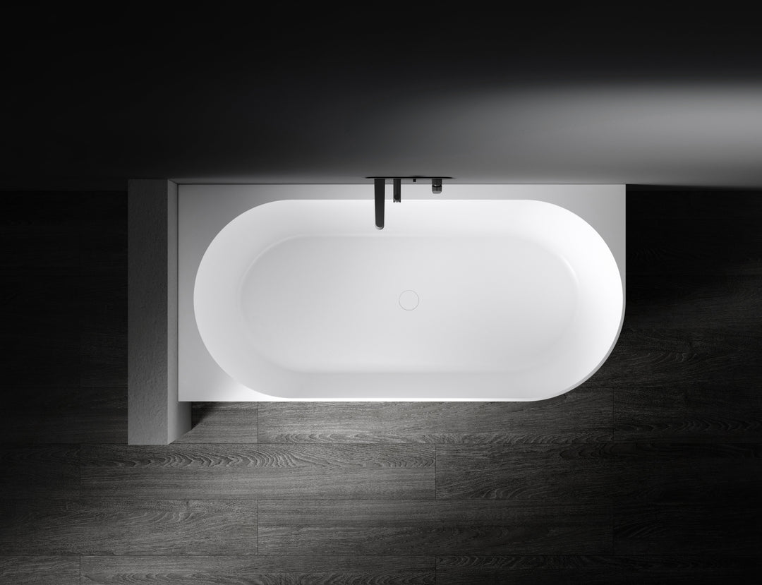 Kaskade Eleni Corner Back to Wall Stone Bath 1700mm Left