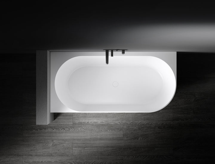 Kaskade Eleni Corner Back to Wall Stone Bath 1700mm Left