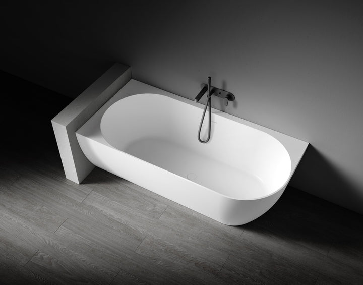 Kaskade Eleni Corner Back to Wall Stone Bath 1700mm Left