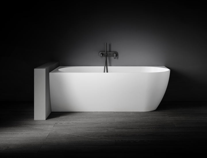 Kaskade Eleni Corner Back to Wall Stone Bath 1700mm Left