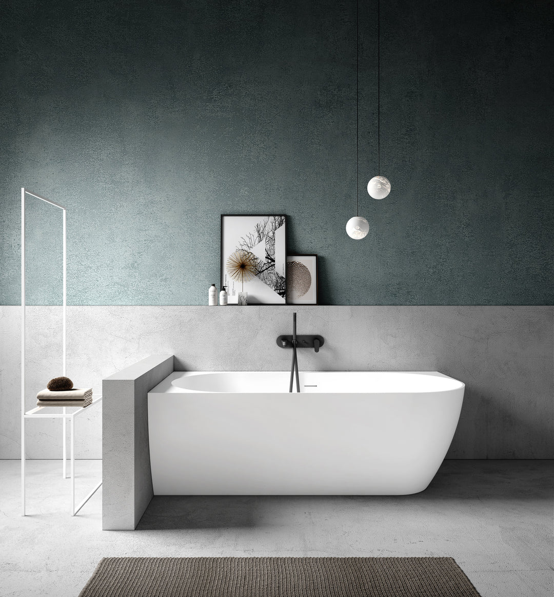 Kaskade Eleni Corner Back to Wall Stone Bath 1700mm Left