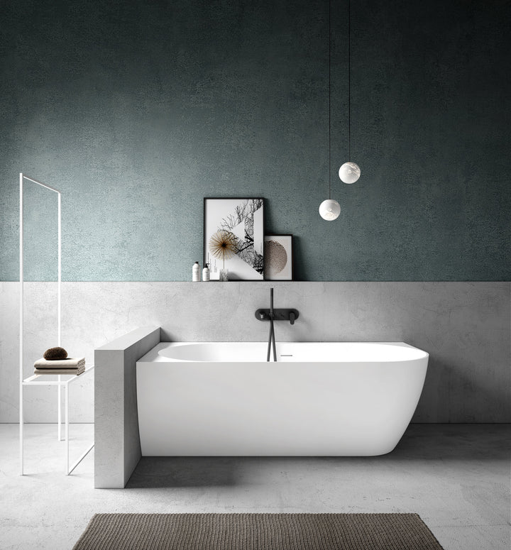 Kaskade Eleni Corner Back to Wall Stone Bath 1700mm Left