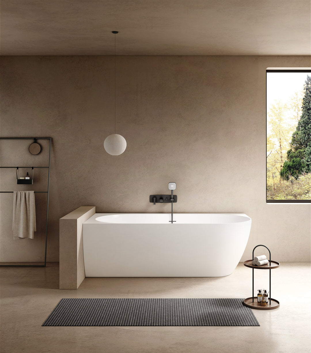 Kaskade Eleni Corner Back to Wall Stone Bath 1700mm Left