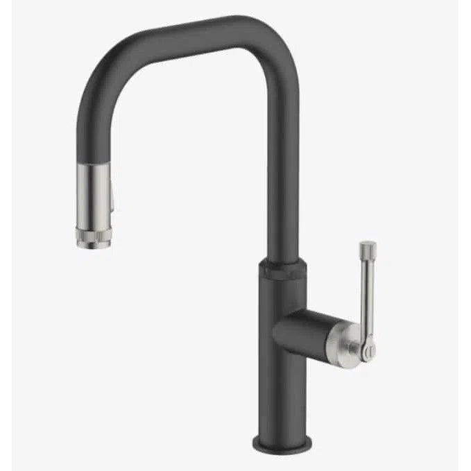 Abey Industrial Dual Function Pull Out Mixer - Black/Brushed Nickel
