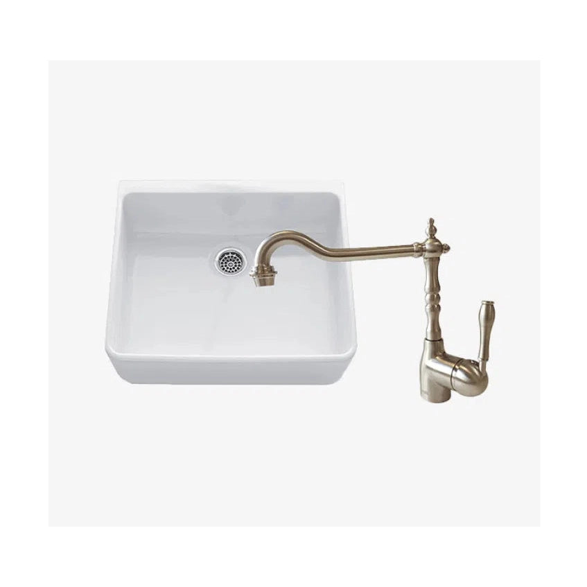 Abey Chambord Clotaire Small Single Bowl Sink & Palais Kitchen Mixer In Brushed Nickel