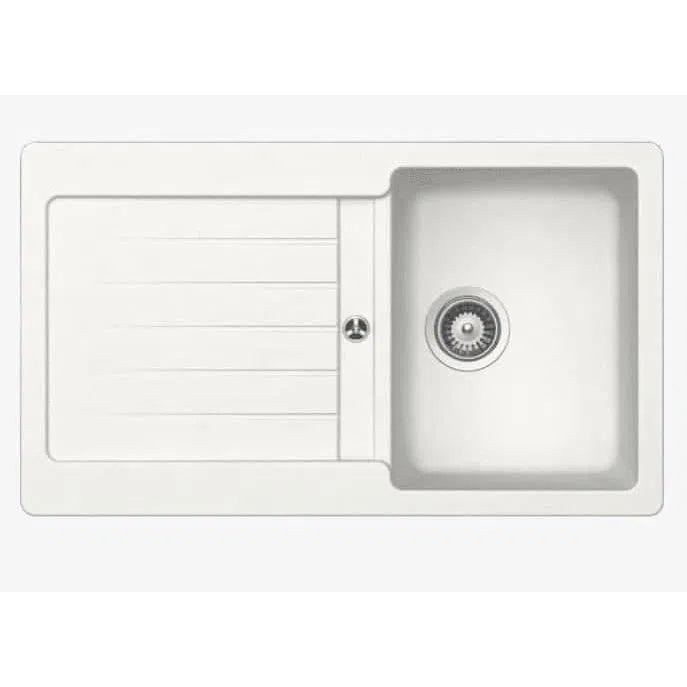 Abey Schock Typos Single Sink With Drainer- White