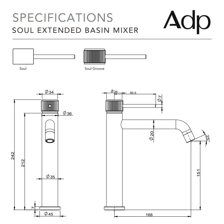 ADP Soul Extended Basin Mixer