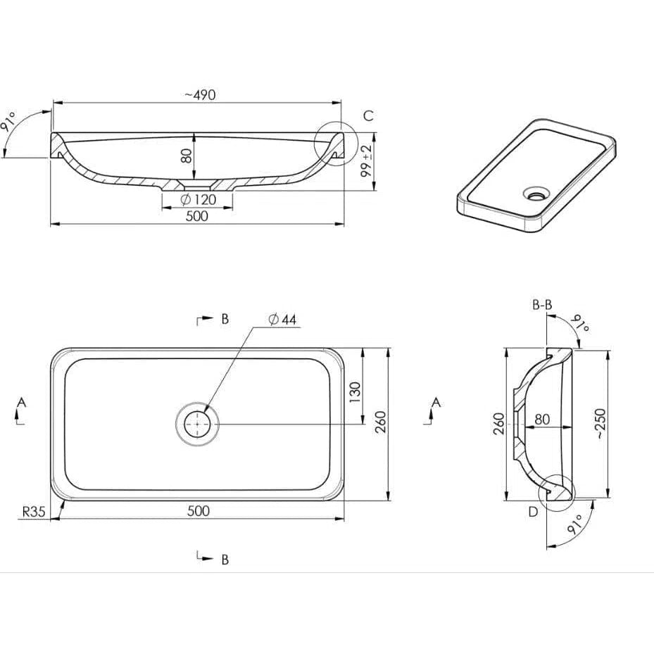 ADP 'Faith' Ensuite Semi Inset Basin