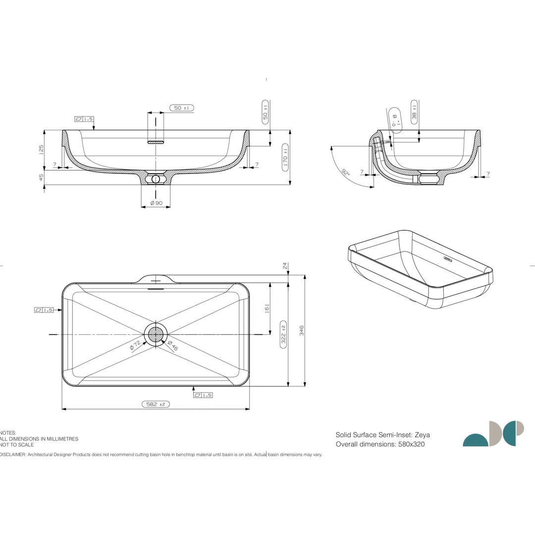 Solid Surface Semi-Inset Basins Zeya