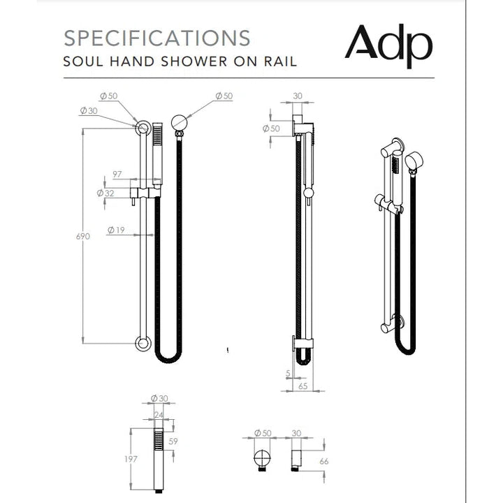 ADP Soul Slimline Hand Shower on Rail