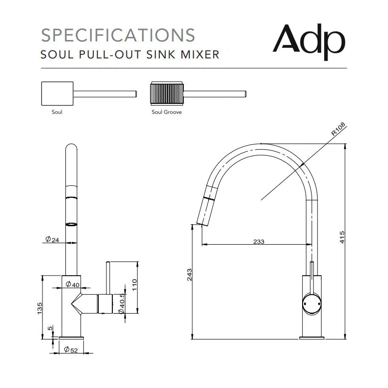 ADP Soul Groove Pull Out Sink Mixer