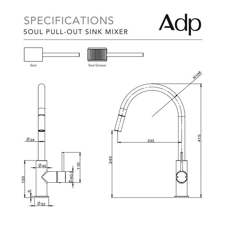 ADP Soul Pull Out Sink Mixer