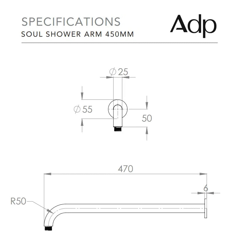 ADP Soul 450mm Shower Arm