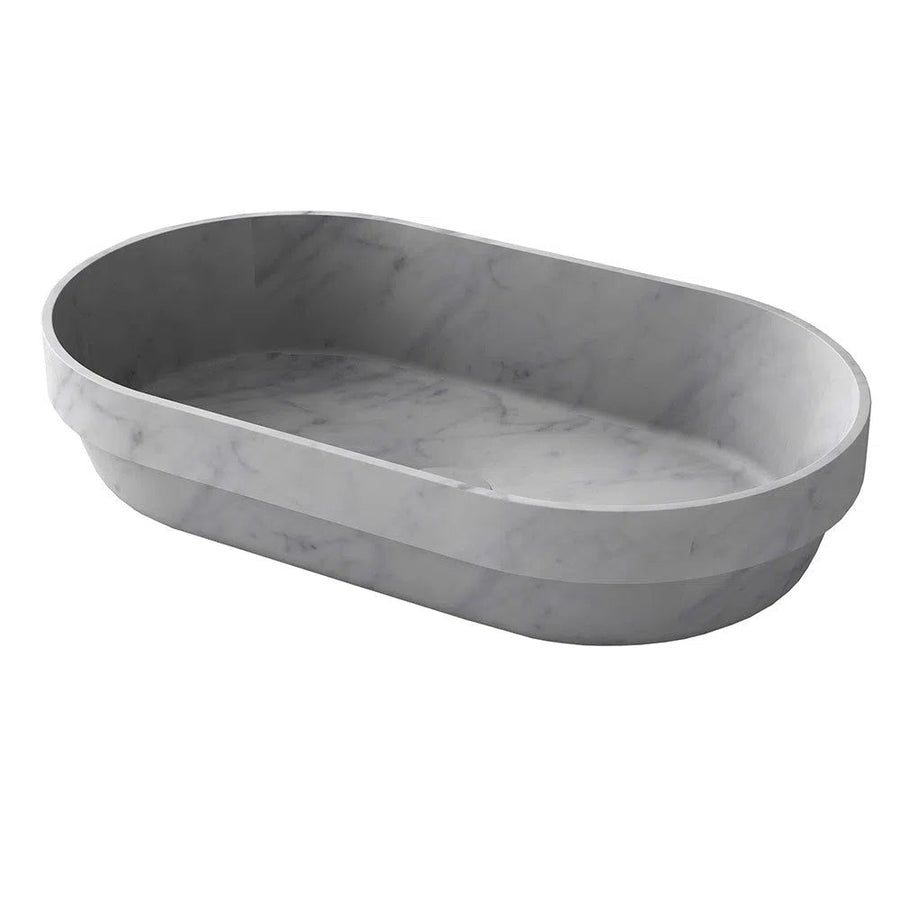 Arcisan Arcisan ARCISTONE Kibo Stone 580 x 350mm Semi Inset Basin Carrera Marble