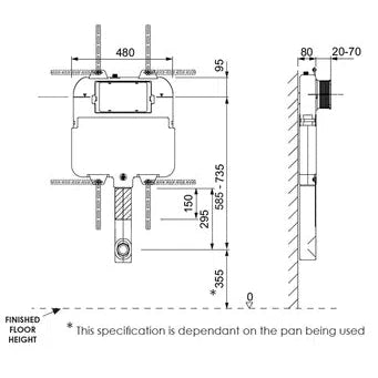 Argent 80 In Wall Cistern - Mechanical