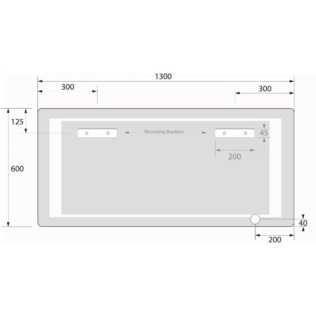 Argent Rectangular Mirror With Frosted Border Lights 1300mm x 600