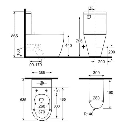 Argent Vista Hygienic Flush Comfort Height Back To Wall Toilet