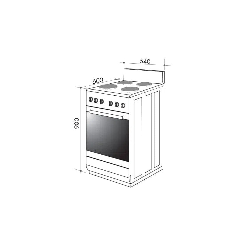 Artusi 54cm Freestanding Stove/Oven White