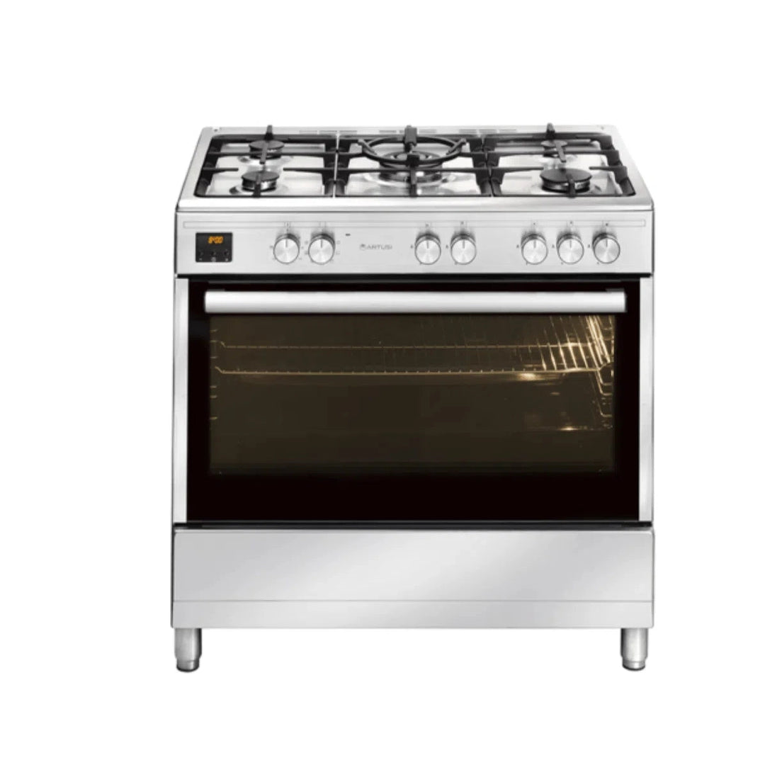Artusi 90cm Freestanding Cooker With Clock Stainless Steel /1