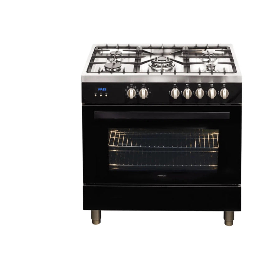 Freestanding Oven Artusi Artusi 90cm Freestanding Cooker With Gas Hob Black CAFG91B