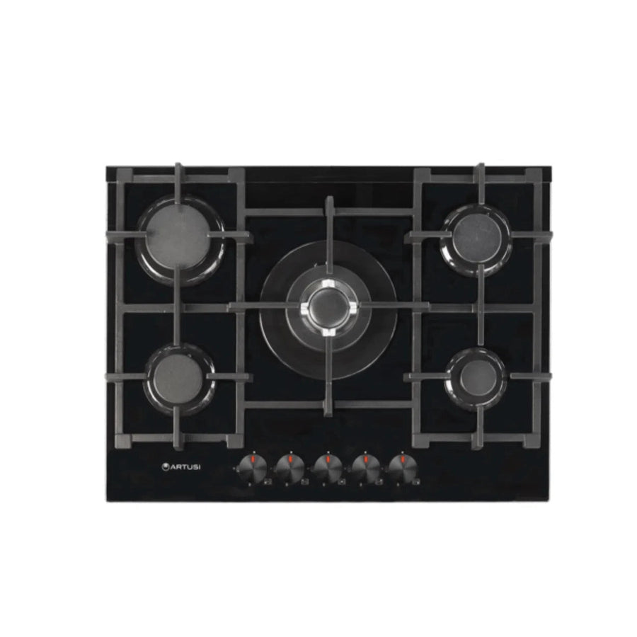 Gas Cooktop Artusi Artusi 70cm Gas Cooktop Black Schott Glass CAGH7000B