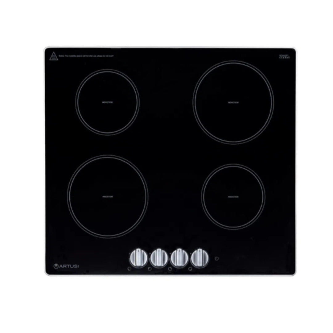 Artusi 60cm Induction Cooktop With Knob Control Black Glass