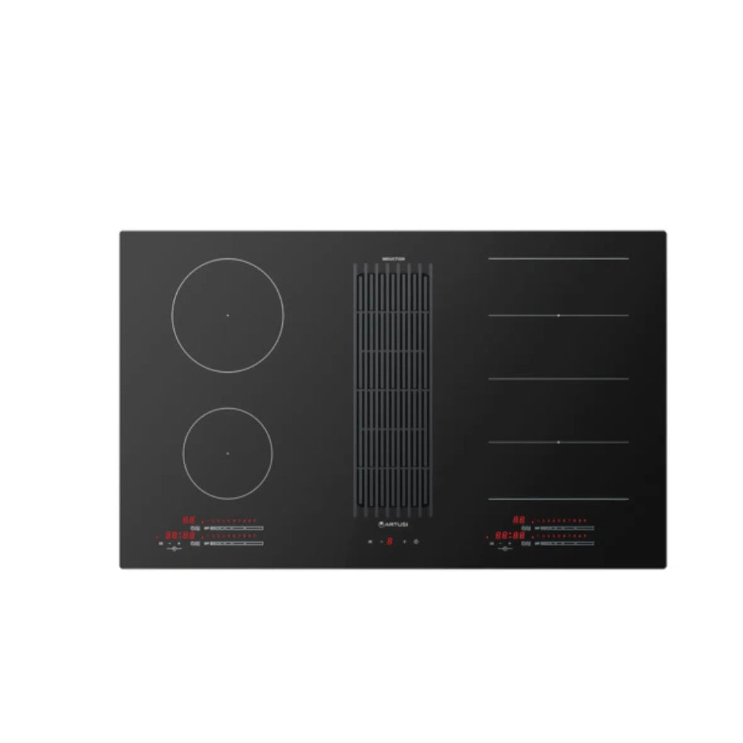 Artusi 90cm Induction Cooktop With Integrated Downdraft Black