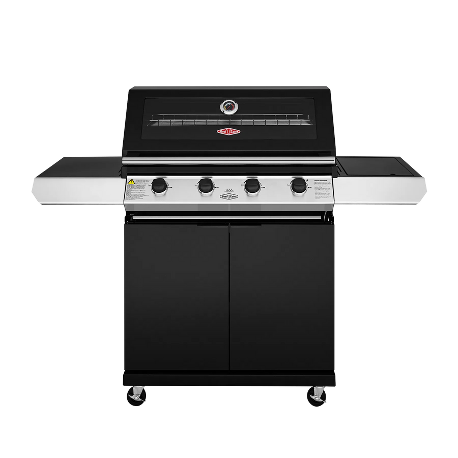 Freestanding BBQ BeefEater BeefEater 1200 Series 4 Burner BBQ & Trolley + Side Burner Black