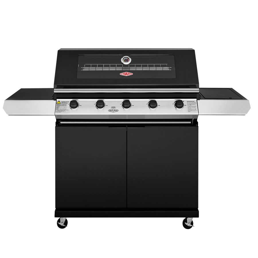 Freestanding BBQ BeefEater BeefEater 1200 Series 5 Burner BBQ & Trolley + Side Burner Black