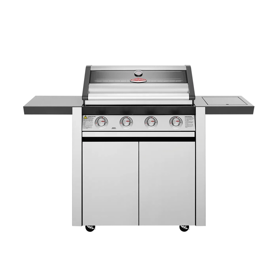 Freestanding BBQ BeefEater BeefEater 1600 Series 4 Burner BBQ + Side Burner & Trolley Stainless Steel