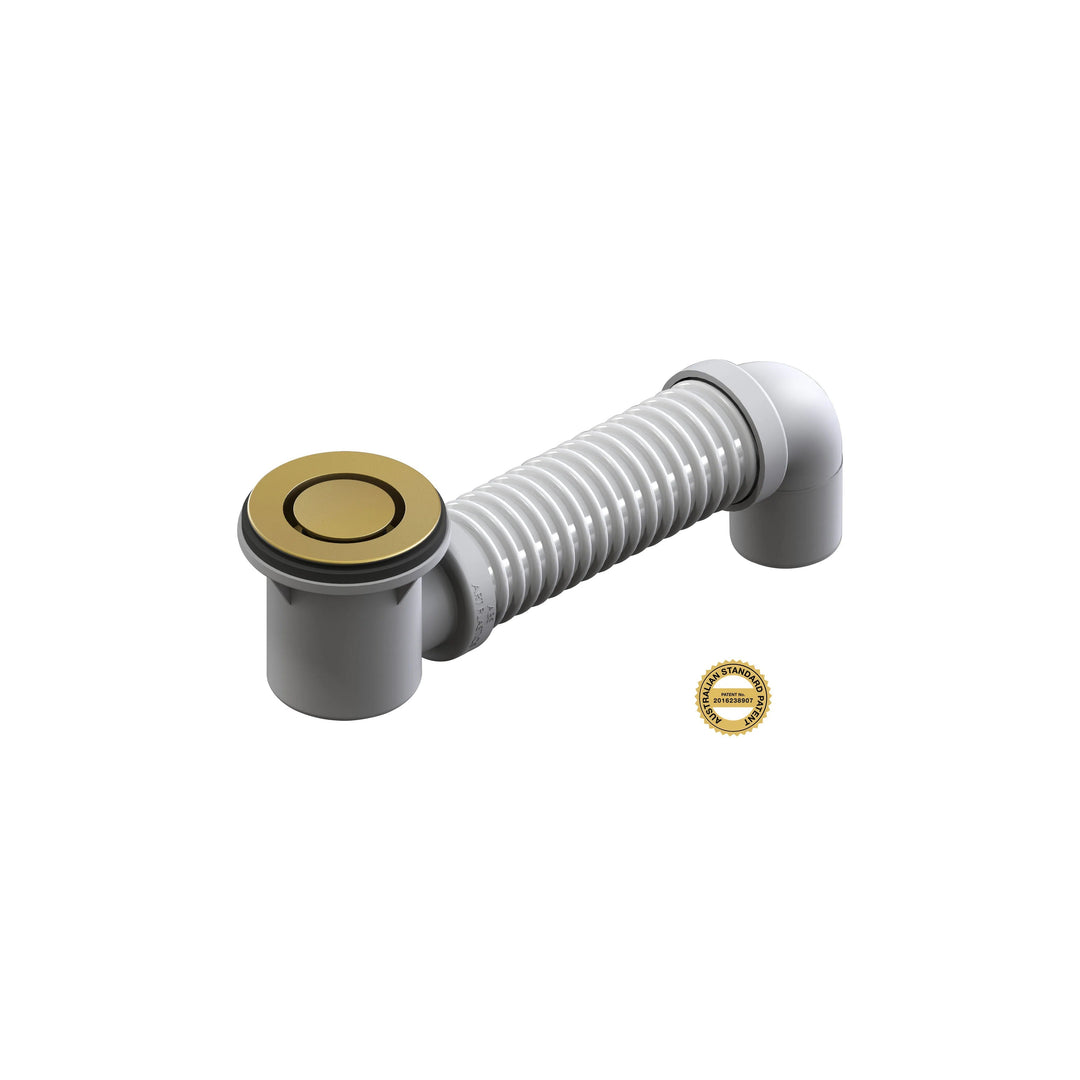 Bounty Bathroomware Bath Bend With Pop Down Bath Plug With Flexible Connector - Brushed Gold