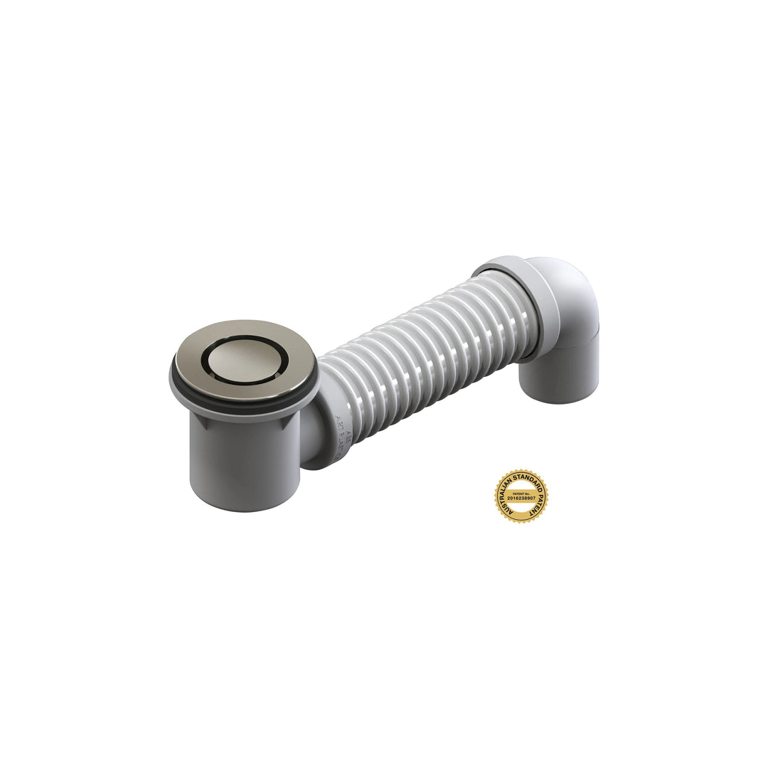 Bounty Bathroomware Bath Bend With Pop Down Bath Plug With Flexible Connector - Brushed Nickel