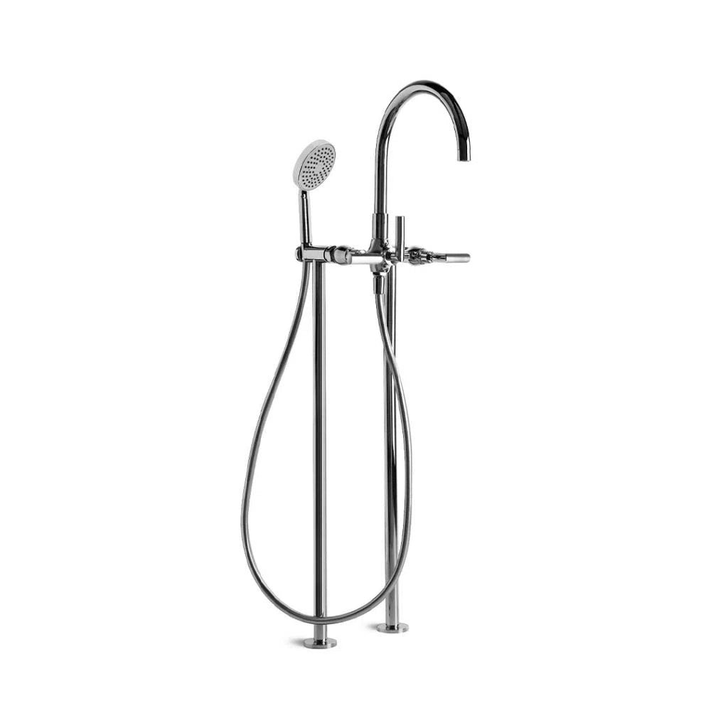 Brodware City Plus Floor Mounted Bath Mixer with Multi-Function Shower and D Levers