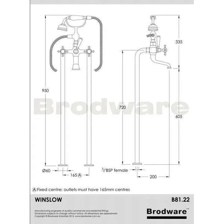 Brodware Winslow Bath Mixer With Hand Shower