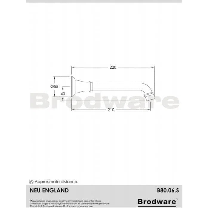 Brodware Neu England 210mm Spout Basin Or Bath