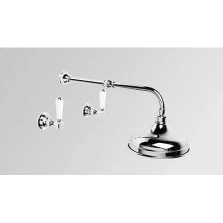 Brodware Winslow Straight Wall Shower Set With White Levers