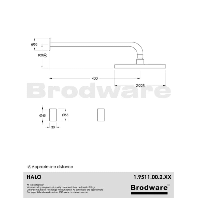 Brodware Halo Shower Set Chrome, Matte Black, Organic Brushed Brass