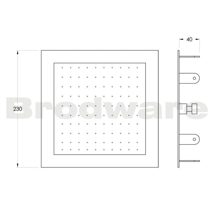 Brodware Sq75 Flush Mount Square Shower Rose - 195mm