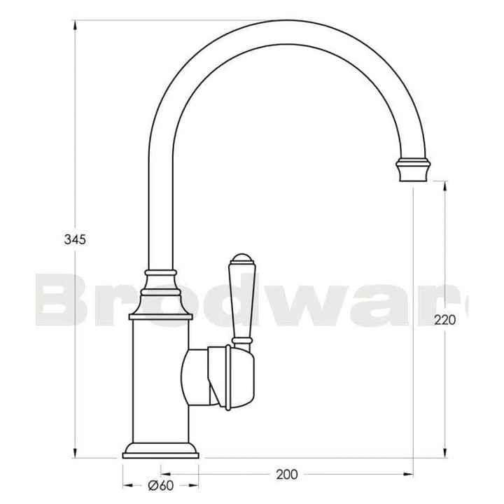 Brodware Winslow Single Lever Sink Mixer With Curved Spout